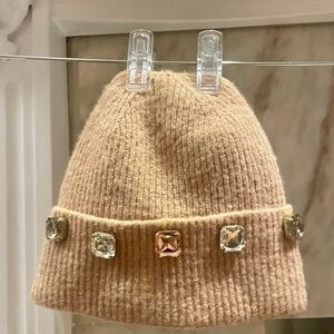 Badgley Mischka Tan Beanie with Gems 💎